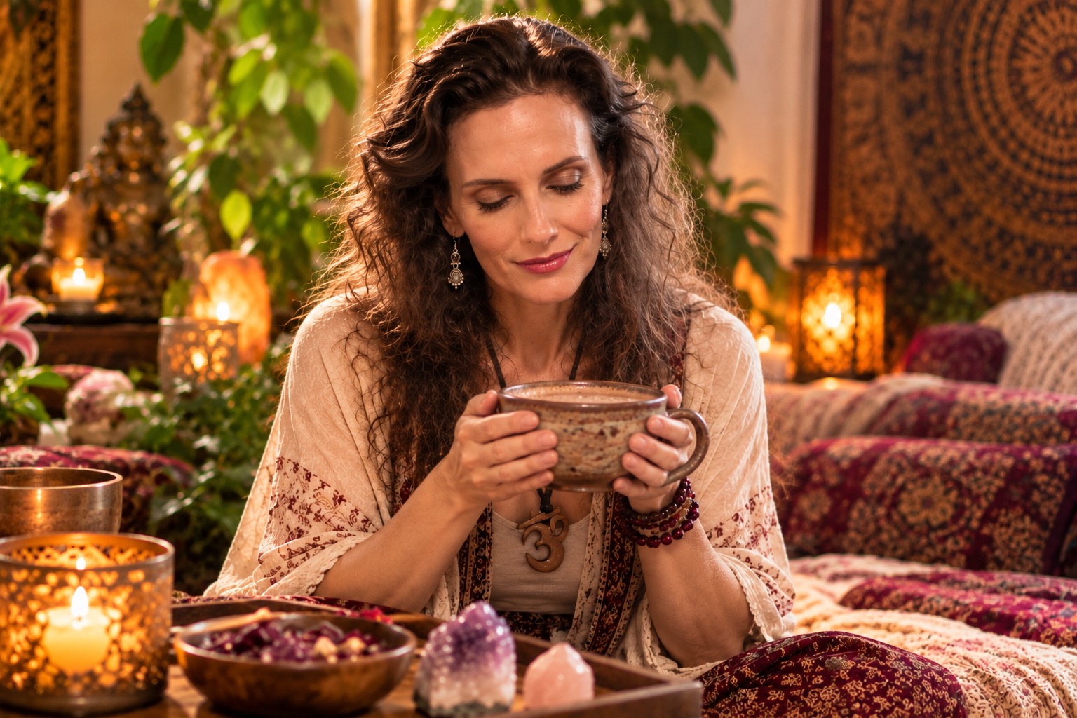 Asttarte Deva holding ceremonial cacao